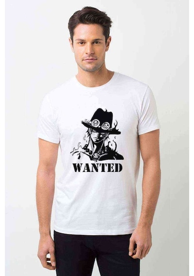 Anime One Piece Baskılı Beyaz Erkek Tshirt (534483593)