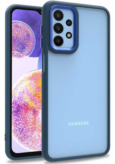 Zore Galaxy Uyumlu A23 Kılıf Flora Kapak - Mavi Mavi