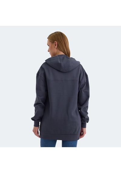 Slazenger VIOLENCE Kadın Kapüşonlu Cepli Oversıze Koyu Gri Sweatshirt