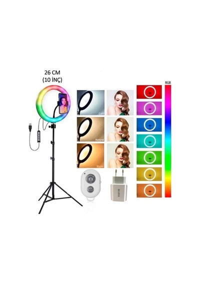Mj26 10inç Rgb Led Selfie Işığı Tripot Youtuber Kumandalı Ring Lıght