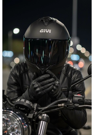 Gıvı 50.x Mat Siyah / 1 Renkli 1 Şeffaf Vizörlü Motosiklet Kask Siyah Vizör + Şeffaf