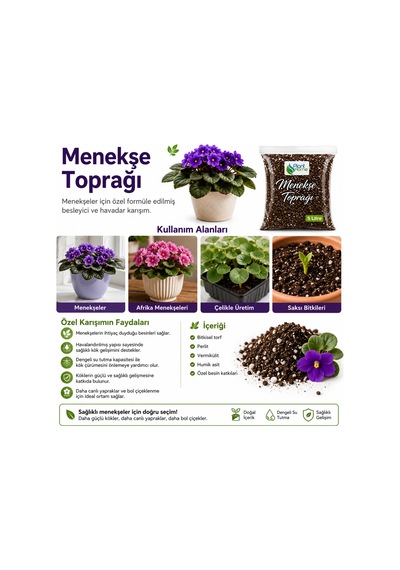 Menekşe Toprağı Afrika Menekşesi Saksı Çiçeği Yetiştirme Karışımı 5 Litre 5 L
