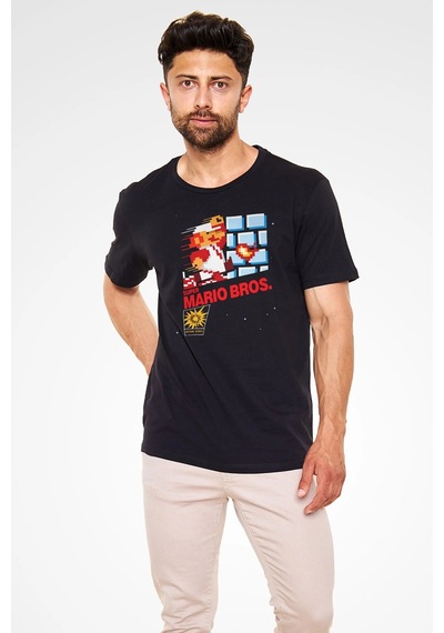 Adrift Süper Mario Siyah Unisex Tişört T-shirt Siyah