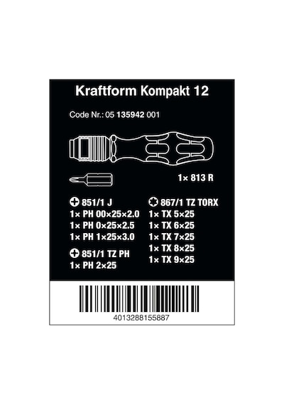 Wera K Kompakt Micro Tornavida 12 li Set 05135942001