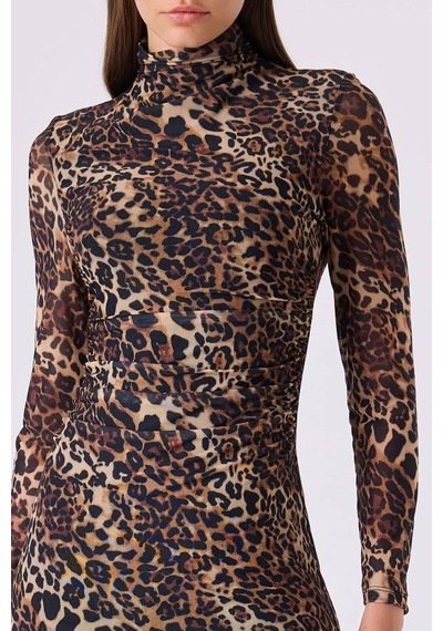 Fever Leopar Desenli Tül Kadın Elbise 342116009 Leopar