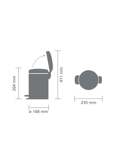 Brb-8710755233449-bra 233449-001-01-newıcon Confıdent Grey Pedallı Çöp Kutusu 3l Gri