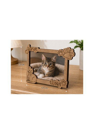 Arliadesign Kişiye Özel Kedi Fotoğraf Çerçevesi Ahşap Patili Çerçeve