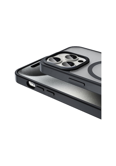 Rba Aksesuar Apple Uyumlu iPhone 15 Pro Max Kılıf M-safe Şarj Özellikli Mat Arka Yüzey Rba Sio Kapak - Siyah Siyah
