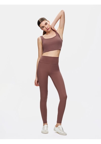 Ltb Askılı Kare Yaka Crop Kahve Rengi Atlet Kahve Rengi L