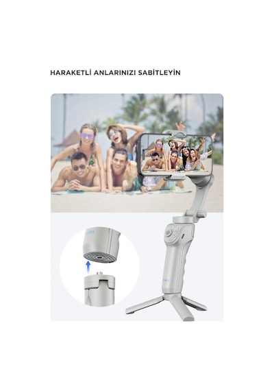 Tripod Gimbal Özellikli Çok Amaçlı Selfie Çubuğu M01 Gri