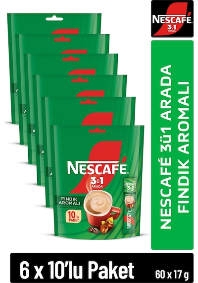 3ü1 Arada Fındık Aromalı Çözünebilir Kahve 17g 10'lu Paket 10x6 Diğer