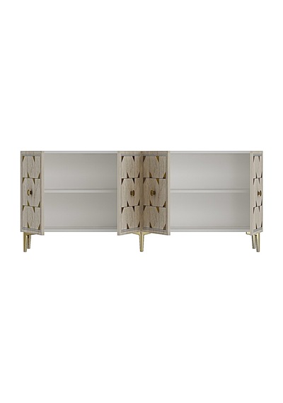 Ka1523btg Moka Konsol Ve Tv Sehpası Beyaz-traverten-gold 150cm
