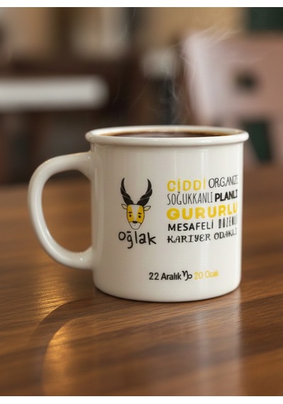 Oğlak Burcu Porselen Kupa Bardak 250cc Beyaz
