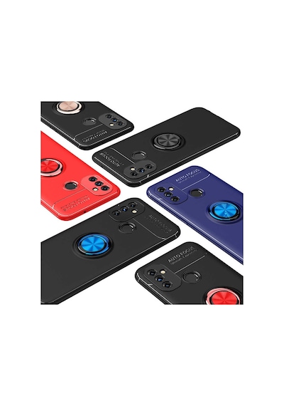 Kilifone - One Plus Nord N100 Uyumlu Kılıf Koruyucu Yüzüklü Karbon Ravel Silikon Kapak - Siyah - T16361