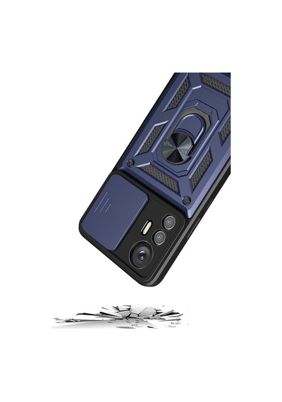 Mi 12 Lite Kılıf Magnetik Standlı Kamera Korumalı Mkst Sürgülü Vega Kapak - Mavi Mavi