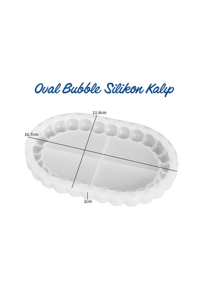 Oval Şekilde Bubble Alçı & Taş Tozu, Hobi Döküm Çalışmaları İçin Esnek Silikon Kalıp 1 Adet