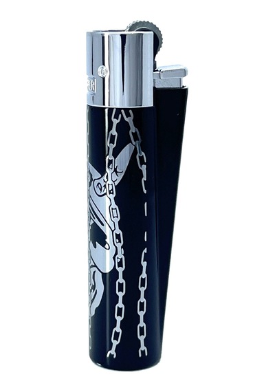 Clipper Deadly Chains Serisi Metal Çakmak - Silver Siyah