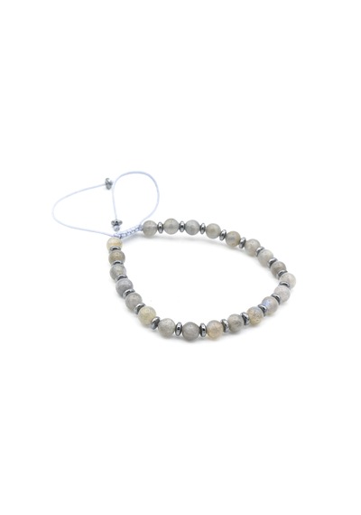 Murty99 Makrome Model Hakiki Labradorit Taşı Bileklik 5.5 Mm Gri