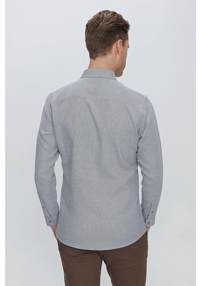 Efor Gk 672 Slim Fit Siyah Klasik Gömlek Siyah