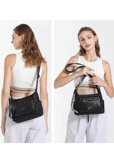 Smart Bags Parlak Kumaş Çapraz Askılı Kadın Postacı Çantası 3251 Siyah