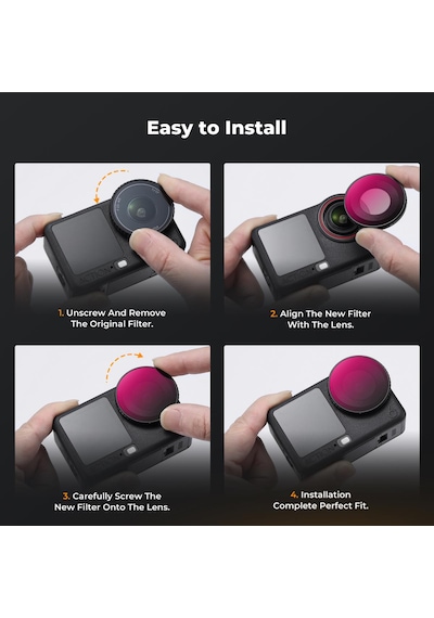 K&f Concept Djı Osmo Action 6 Uyumlu Filtre Seti /nd8/pl Nd16/pl Nd32/pl Nd64/pl Vidalı