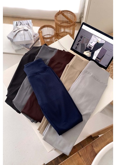 Mine Tan Butik Fitilli İçi Şardonlu Toparlayıcı Kadın Tayt - Lacivert