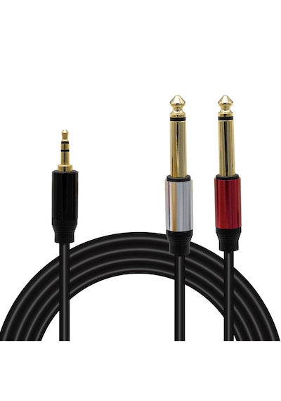 1.5 Metre 3.5mm Stereo Aux To 2x 6.3mm Mono Çivi Lüx Ses Kablosu