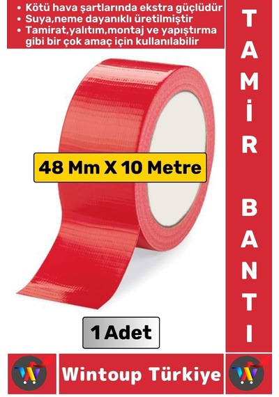 Ultra Güçlü Su Neme Dayanıklı Çok Amaçlı Montaj Onarım İzolasyon Tamir Bantı Kırmızı 48 Mmx10 Metre