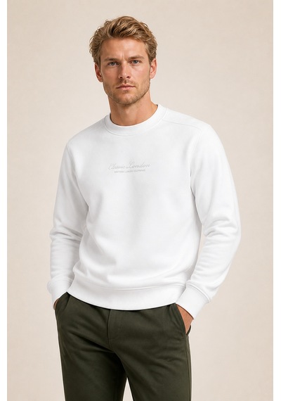 Redline Clavin Erkek Regular Fit Yeni Sezon Pamuklu Sweatshirt Beyaz