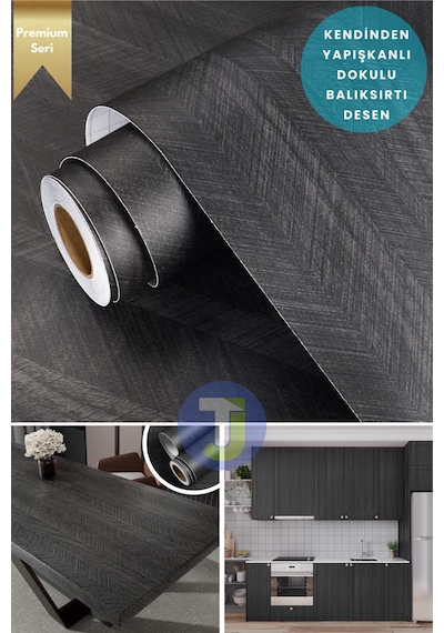 Technojet Kendinden Yapışkanlı Dokulu Balıksırtı Desen Premium Mutfak Duvar Dolap Kaplama 60cmx500cm
