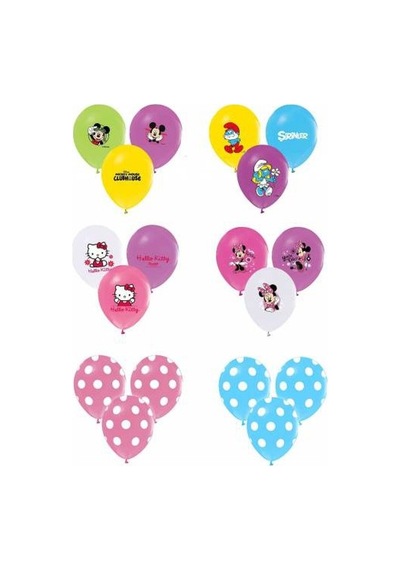 100 Lü Karma Desenler Balon Paket Çok Renkli
