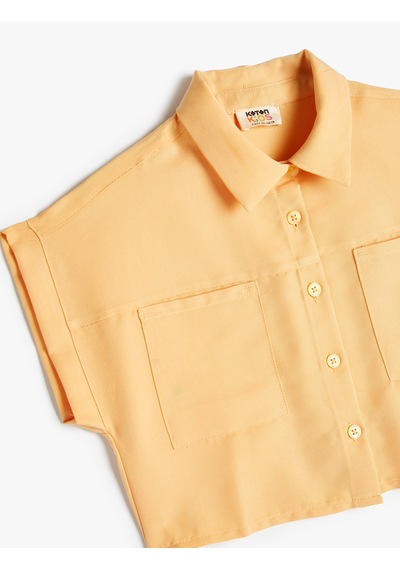 Koton Crop Gömlek Kısa Kollu Cep Detaylı Modal Kumaş Turuncu 4skg60017aw Turuncu