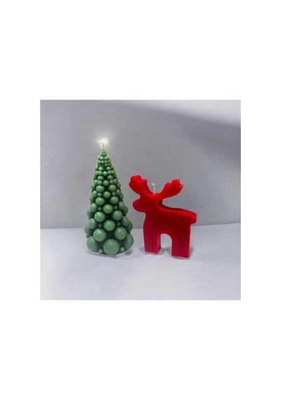 Yılbaşı Noel Christmas Ağaç Ve Geyik Dekoratif Mum