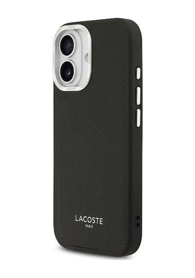 Apple Uyumlu iPhone 17 Kılıf Lacoste Lisanslı M-safeli Champs Elysees Pu Deri Tasarımlı Kapak Siyah Siyah