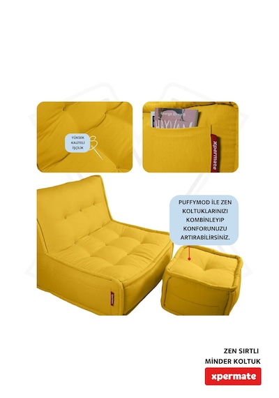 Xpermate Zen Sırtlı Minder İskandinav Tarzı Minder 80x60 Sarı