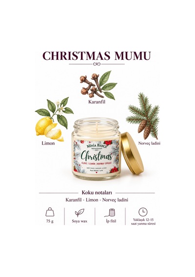 Chrıstmas – Karanfil, Limon Ve Norveç Ladini Kokulu Soya Mumu – 75 Gr