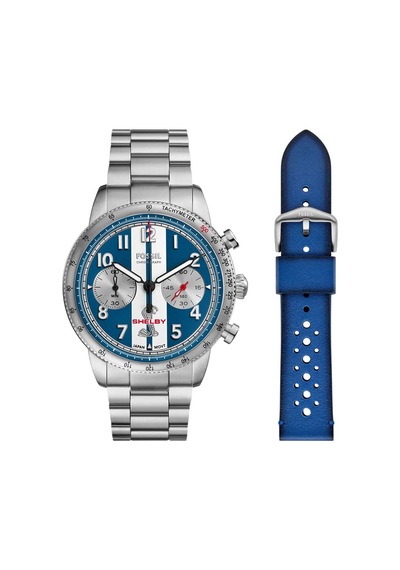 Fossil Fle1209set Shelby X Fossil Grand Tourer Limited-edition Erkek Kol Saati Ve Yedek Kordon Metalik Gri
