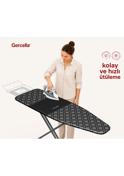 Hediyeli Gercella Mix Ütü Masası Kılıfı Bezi Örtüsü Açık Gri