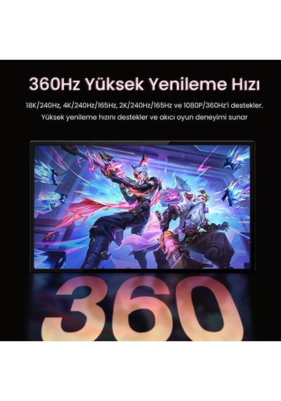 Lexroo Displayport 16k 60hz 8k 240hz 4k 240hz 80 Gbps Hdr Arc Örgülü Dp 2.1 Kablo 1.5 Metre