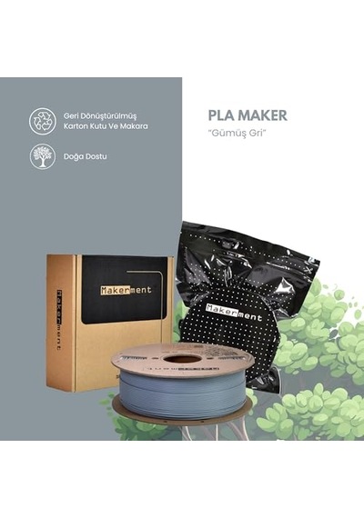 Pla 1.75 Mm Filament 1 Kg Plus Gümüş Gri
