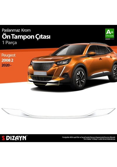 S-Dizayn  Peugeot 2008 2 Krom Ön Tampon Çıtası 2020 Üzeri