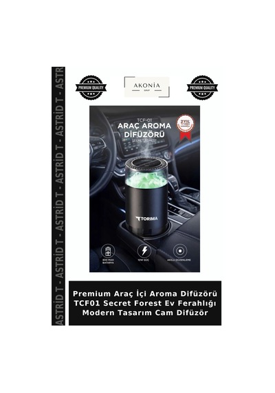 Premium Araç İçi Aroma Difüzörü Tcf01 Secret Forest Ev Ferahlığı Modern Tasarım Cam Difüzör