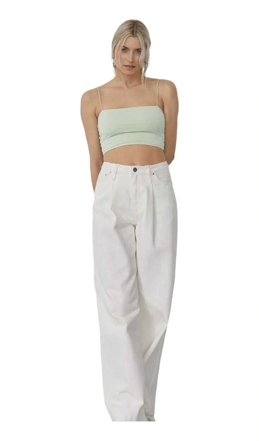 Mamayaga Kadın Askılı Şık Croptop Bluz Yeşil