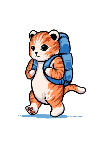 Paybuy Sırt Çantası Taşıyan Kedi Karikatürü Baskılı Çocuk Tişört beyaz