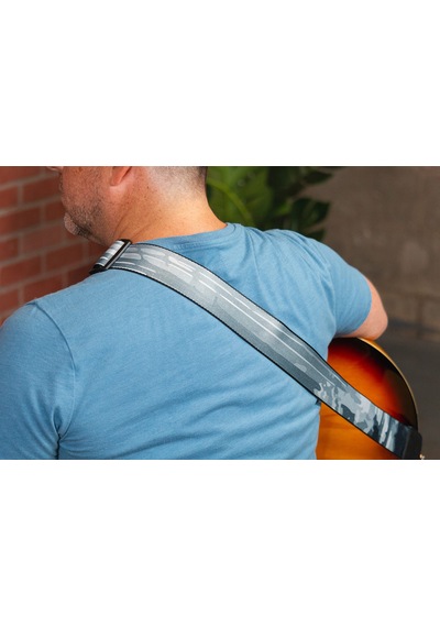 Levy's Leathers Gitar Askısı - 5cm Polyester, Gri Ağaç Desenli