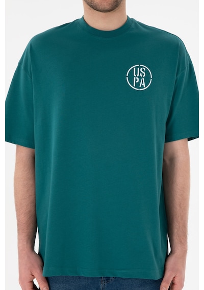 U.S. Polo Assn. Erkek Oversize Fit Bisiklet Yaka Koyu Yeşil Tişört 50305904-VR101