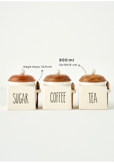 Bella Maison Koffi Seramik Kavanoz Krem 800 Ml Bej