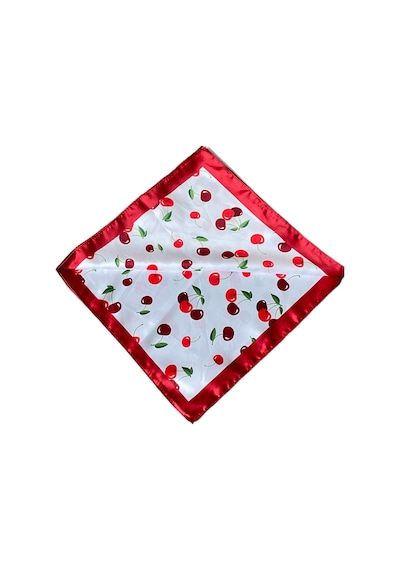 Saten Bandana Saten Fular Saten Çanta Aksesuarı Özel Desen Bandana 45x50 Cm Beyaz - Pembe - Yeşil