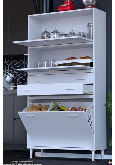 Irmak 100 Cm Çift Kapak 2 Çekmeceli 3 Göz Sepetli Çok Amaçlı Mutfak Kiler Banyo Dolabı 100x181x32 Cm Beyaz Irmak 100 Cm Çift Kapak 2 Çekmeceli 3 Göz Sepetli Çok Amaçlı Mutfak Kiler Banyo Dolabı 100x181x32 Cm Beyaz
