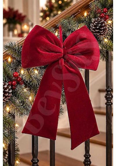 Yılbaşı Ağacı Süsü Bordo Kadife Fiyonk 55 Cm Diğer